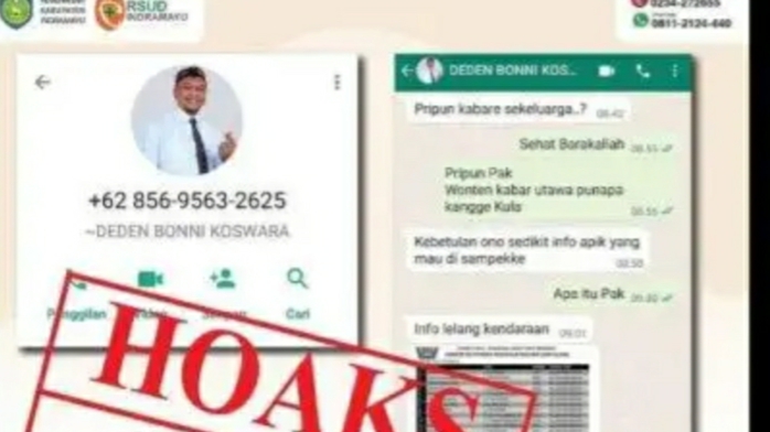 Akun WhatsApp yang mengatasnamakan Dirut RSUD Indramayu dr Deden Bonni Koswara untuk menipu