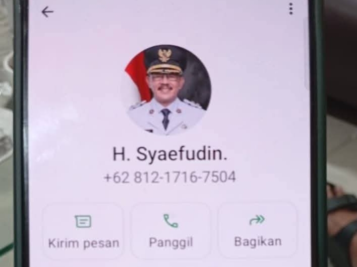 Nomor yang digunakan pelaku mencatut nama Wakil Bupati Indramayu Syaefudin