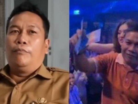 Tangkapan layar : Aksi Kepala Desa Karangsari Kabupaten Cirebon nyawer Dj Natalie Holscher di salah satu klub malam 