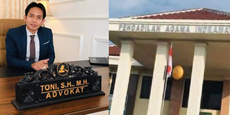 Kolase : Advokat Toni RM dan Kantor Pengadilan Agama Indramayu