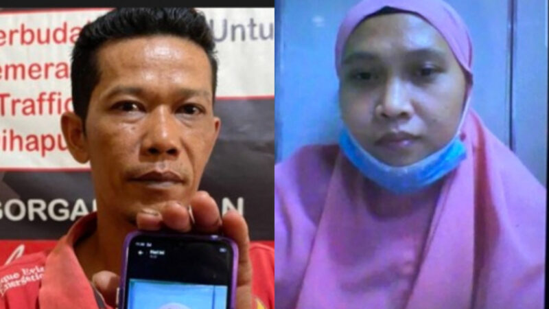 Kolase foto: Taridi dan istrinya, Sri Haryati, yang dikabarkan hilang kontak di Arab Saudi