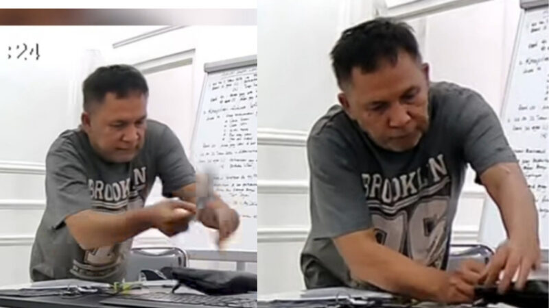 Tangkapan layar : Pria Diduga Ambil Uang di Kantor Pengacara Toni RM
