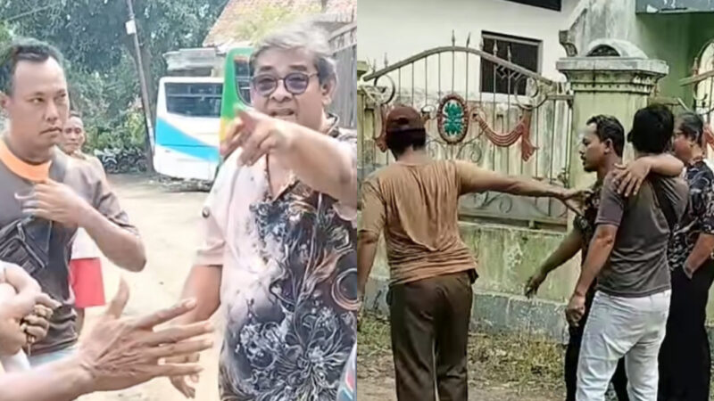 Tangkapan layar : Kuwu Desa Sukawera, Suwanto (ber-kacamata) bersitegang dengan warga soal perbaikan jalan rusak di Blok Tengah Desa Sukawera Kecamatan Kertasemaya Kabupaten Indramayu 