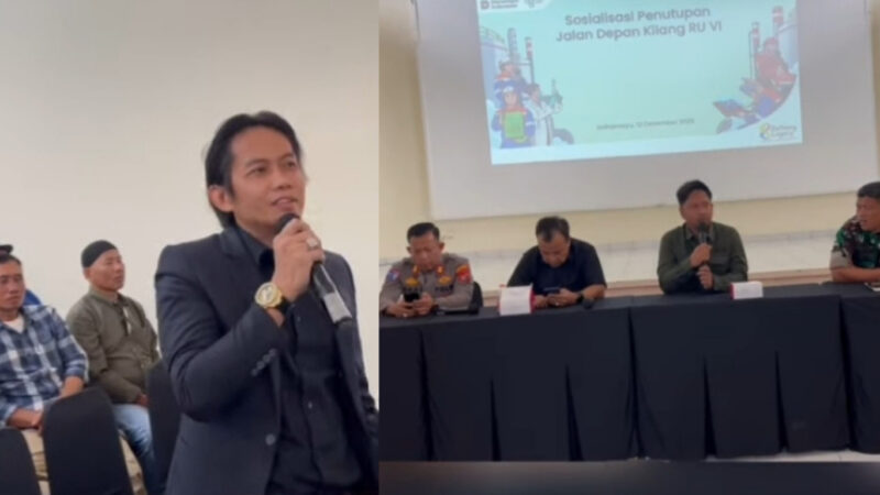 Kolase foto : Tokoh masyarakat juga Advokat, Toni RM dan perwakilan Kilang Pertamina RU VI Balongan 