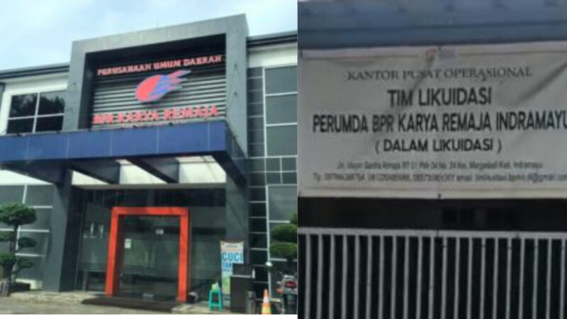 Kolase foto : Kantor BPR Karya Remaja Indramayu (saat masih beroperasi) dan Kantor Tim Likuidasi BPR Karya Remaja Indramayu