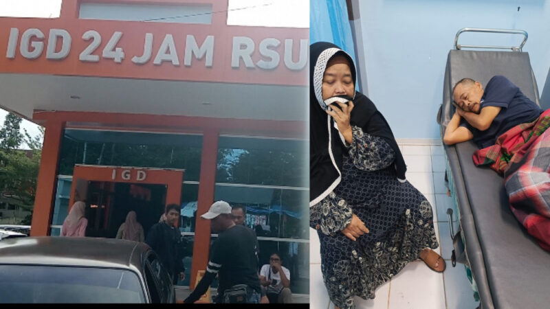 Kolase foto : Instalasi Gawat Darurat (IGD) RSUD Indramayu dan pasien Khamdani (52) warga Desa Singaraja Indramayu 