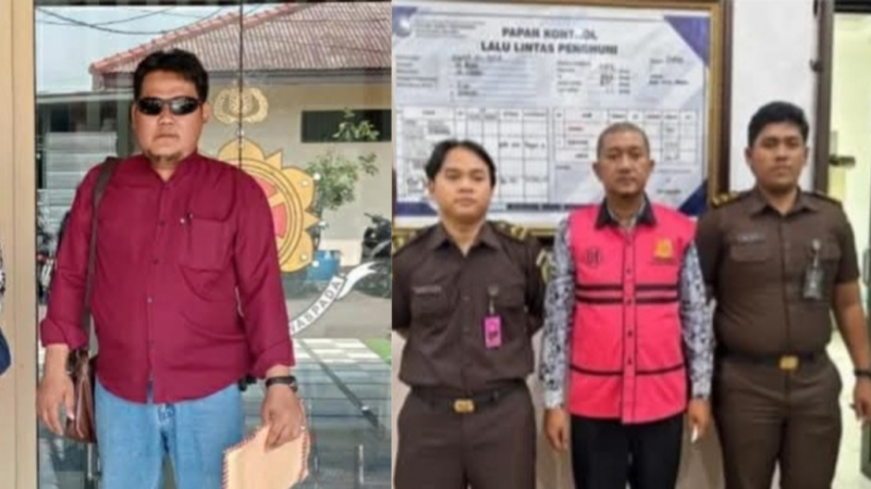 Kolase foto: Ketua LBH Ghazanfar Pahmi Alamsah dan HH, operator PKBM yang kini berstatus tersangka oleh Kejaksaan Negeri Indramayu dalam kasus dugaan korupsi dana PKBM Tahun 2023.