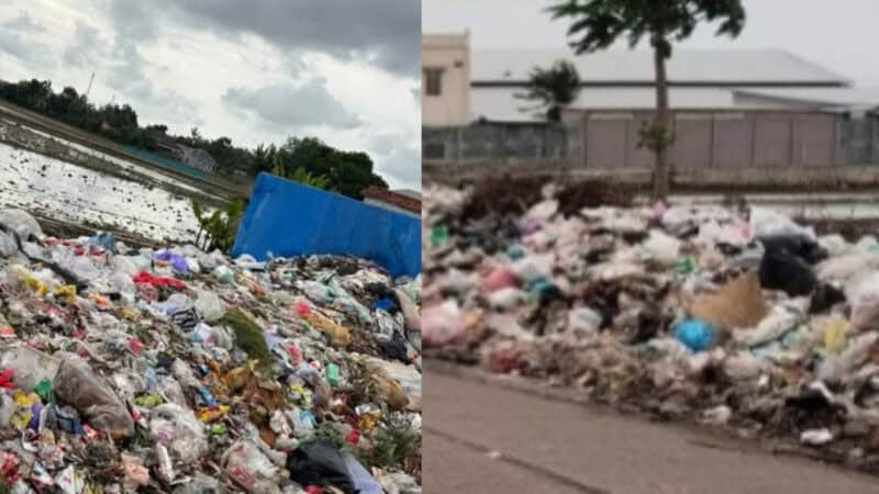 Penampakan tumpukan sampah di ruas jalan Terisi-Cikedung 