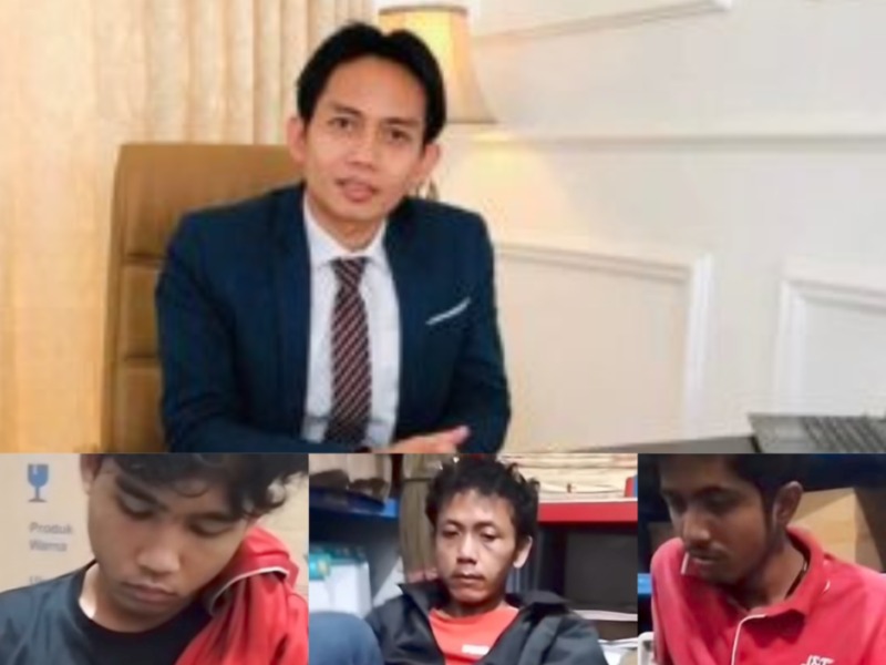Kolase: Pengacara Toni RM (atas) dan beberapa pekerja yang diduga disekap di gudang J&T Sunter Jakarta Utara 
