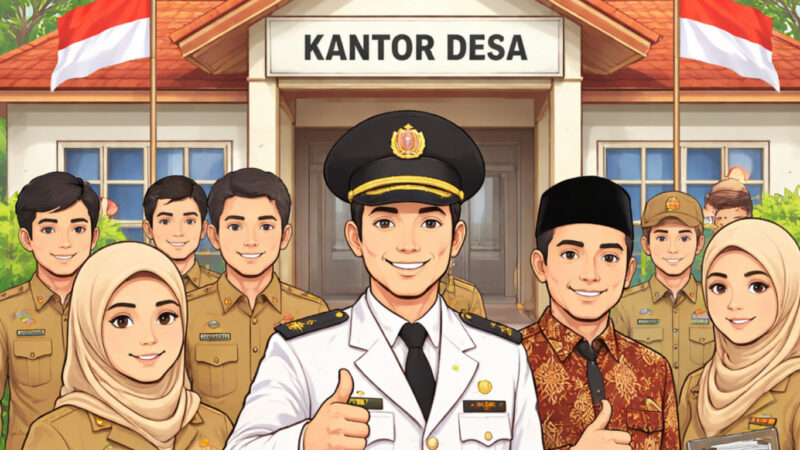 Ilustrasi kepala desa dan perangkat desa 