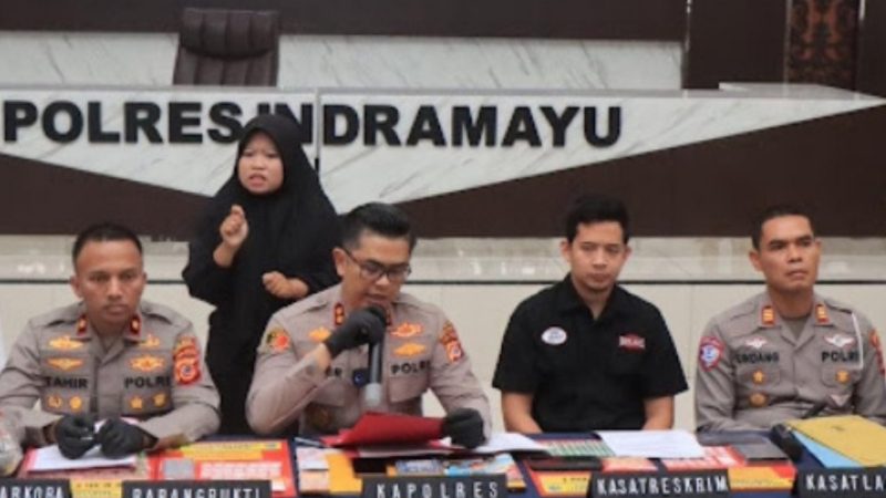 Kapolres Indramayu AKBP Fajar Gemilang memberikan pers soal pengungkapan kasus, Kamis (12/3/2026)