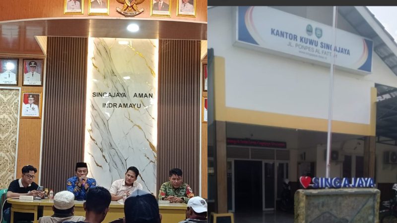 Kuwu Desa  Singajaya Khaerul Anam dan Ketua BPD Singajaya Khotibul Umam saat mengadakan pertemuan soal Koperasi Desa Merah Putih di balai Desa Singajaya