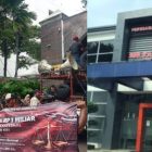 Kolase: Aliansi Nasabah Karya Remaja Indramayu (ANKRI) menggelar aksi demonstrasi jilid VII di depan Kejaksaan Agung RI, Kamis (23/4/2016) (kiri) dan Kantor BPR Karya Remaja Indramayu yang sudah dibekukan OJK. 
