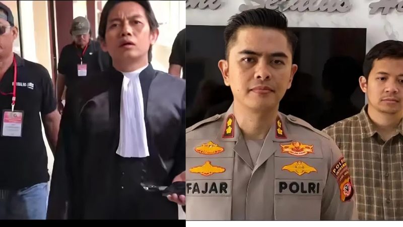 Kolase Foto : Penasehat hukum terdakwa Priyo Bagus Setiawan dan Ririn Rifanto, Toni RM (kiri) Kapolres Indramayu AKBP Mochamad Fajar Gumilang dan Kasat Reskrim Polres Indramayu, AKP Muchammad Arwin Bachar (kanan)