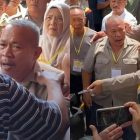 Zulhelpi ngamuk-ngamuk di halaman Pengadilan Negeri Indrmaayu usai menyaksikan persidangan pembunuhan satu keluarga