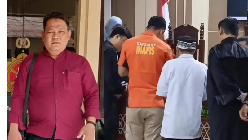 Kolase Foto: Ketua LBH Ghazanfar, Pahmi Alamsah (kiri) Saksi Verbal INAFIS saat terangkan isi rekaman CCTV (kanan)
