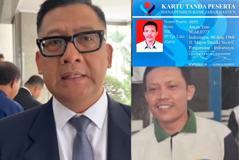 Direktur Utama Bank BJB, Ayi Subarna (kiri) mantan pegawai bank BJB, Aman Yani (kanan)