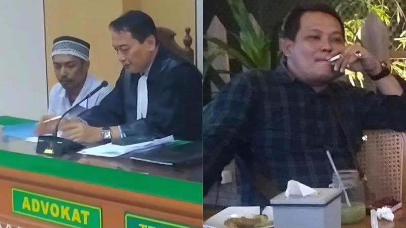 Kolase Foto: Terdakwa Priyo Bagus Setiawan dan Penasehat Hukumnya, Ruslandi (kiri) Ketua LBH Ghazanfar, Pahmi Alamsah (kanan)