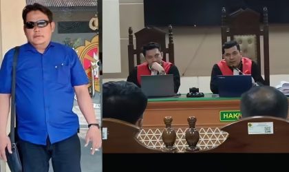 Ketua LBH Ghazanfar Pahmi Alamsah (kiri) Suasana sidang kasus pembunuhan satu keluarga di Paoman digelae di Pengadilan Negeri Indramayu
